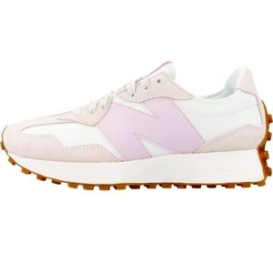 New Balance Women's 327 Sneaker, Moonbeam/December Sky, White